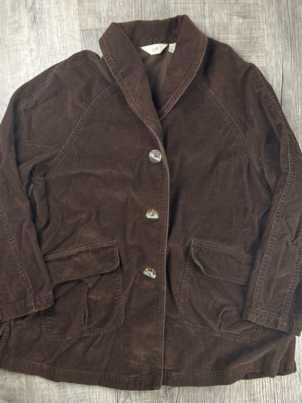 J. Jill Blazer Womens Size PS Brown Corduroy Button Front Lined Utility Jacket